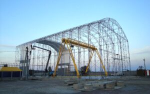 каркасно-тентовое накрытие склада