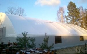 каркасно-тентовое сооружение для накрытие склада фото